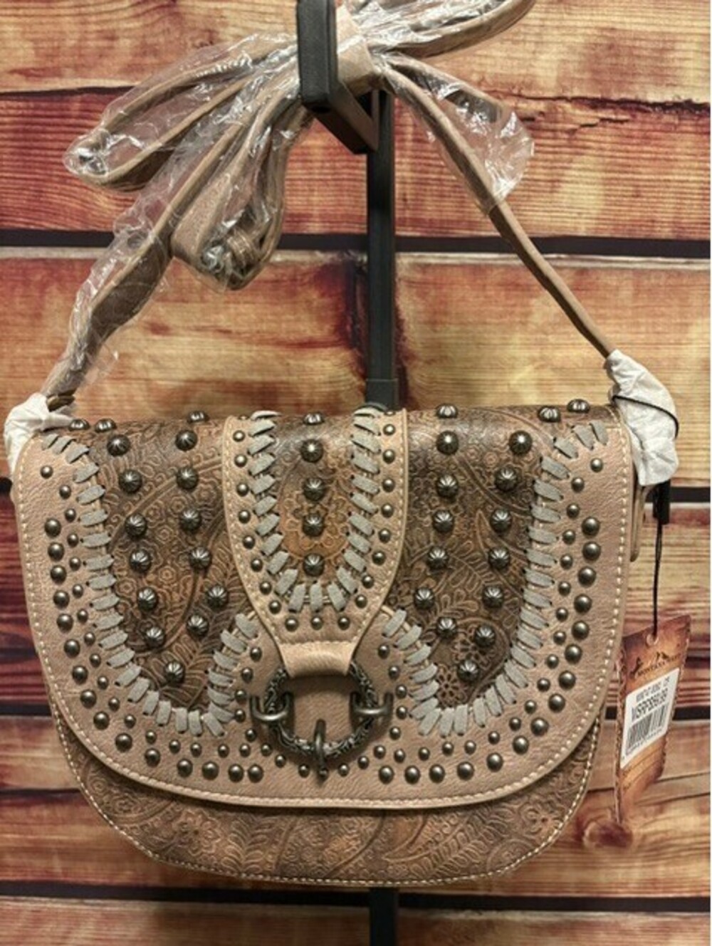 Montana West Concho Western Crossbody Saddle Bag Coffee NWT